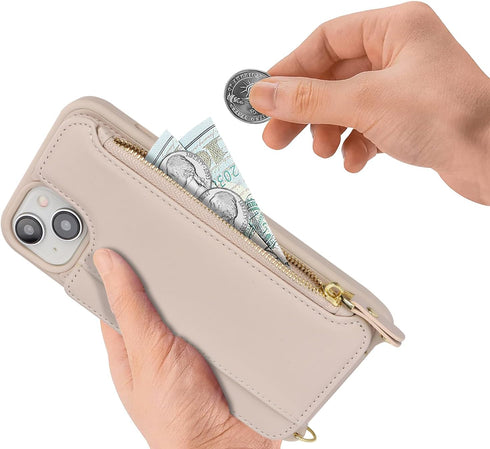 Cavor for iPhone 15 Case with Card Holder,iPhone 15 Wallet Case for Women,iPhone 15 Case Magsafe,Phone Case iPhone 15 Case with Strap,Crossbody an...