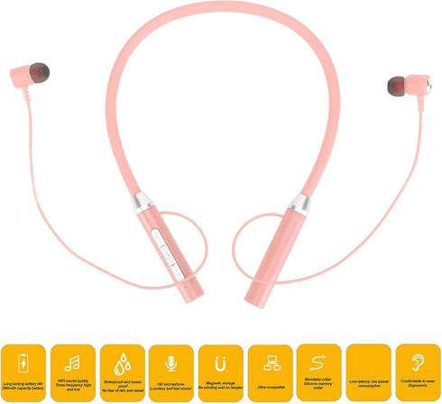 BT 5.2 Neckband Earbuds, Magnetic Headphones, IPX5 Waterproof Stereo Ergonomic Enhanced Bass Sports Earphone with Multi Functional Buttons for Exe...
