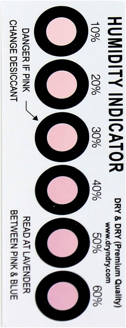 Dry & Dry Premium Humidity Indicator Cards 20 Pack(Reusable) - 10-60% 6 Spot(20 Cards)