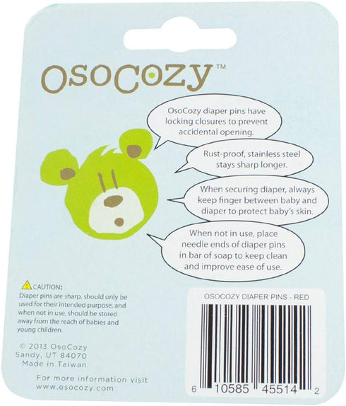 OsoCozy Diaper Pins - {Red} - Sturdy, Stainless Steel Diaper Pins with Safe Locking Closures - Use for Special Events, Crafts or Colorful Laundry ...