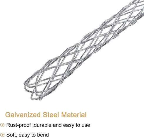 MECCANIXITY Cable Pulling Grip for 6-10mm+12-15mm Cable(Black+Green) 26/37cm,0.85/1.21FT Wire Mesh Puller Socks Grip Single Head Galvanizing Steel...