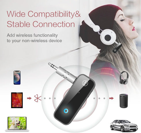 Bluetooth AUX Adapter for Car, Bluetooth 5.0 Transmitter Receiver, 2 in 1 Wireless 3.5mm Audio Adapter for Cars, Speakers, Stereo Systems, Headpho...
