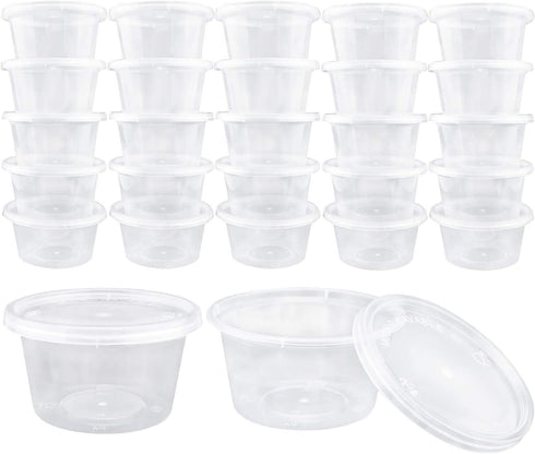 Augshy 40 Pack Small Slime Containers with Lids, Jello Shot Cups Condiment Containers Plastic Portion Cups with Lids for Salad Dressing Food Stora...