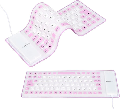 Silicone Keyboard, Foldable Flexible Keyboard USB Wired Gaming Keyboard, 85 Keys, Fully Sealed Design, Roll-up Silent Soft Keyboard, Waterproof, D...