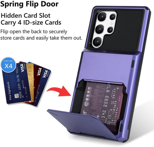 Wallet Case for Samsung Galaxy S22 Ultra Case with 4-Card Credit Card Holder Slot Shockproof Cover Hybrid Heavy Duty Protection Armor Phone Case C...