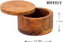 Acacia Wood Salt or Spice Box with Swivel Cover perfect for keeping table salt, gourmet salts, herbs or favorite seasonings, close at hand on your...