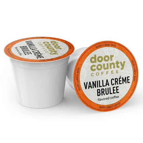 Door County Coffee - Vanilla Creme Brulee, Vanilla and Cream Flavored Ground Coffee - Medium Roast, Single Serve Cups – 10 Count...