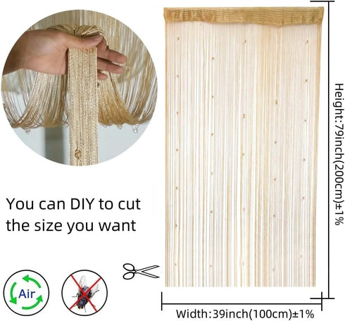 Decorative Door String Curtain Wall Panel Fringe Window Room Divider Blind for Wedding Coffee House Restaurant Parts Crystal Tassel Screen Home De...