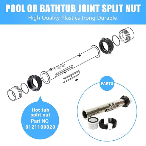 Pump Union Split Nut Repair Kit for Hot Tub Parts Pump Union 2" MBT - 0121109020 400-5301 Spa hot tub Split nut Pair w/Screws (1 Pack)...