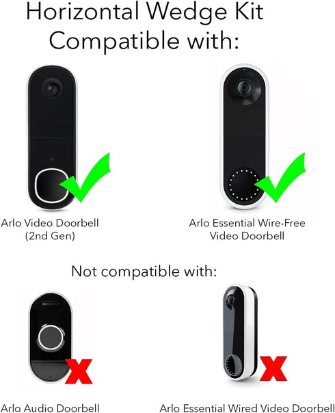 Wasserstein 35° to 55° Horizontal Wedge Wall Mount Compatible with Arlo Wireless Video Doorbell (2nd Gen) & Essential Video Doorbell Wire-Free...