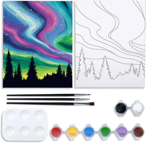 Nuberlic Pre Drawn Canvas Paint Kit, Adult Sip and Paint Party Favor DIY Date Night Activity Supplies, Birthday Gift Star Night (12x16)...
