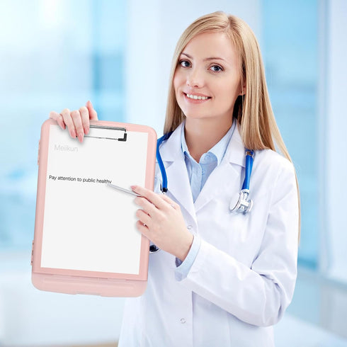 Clipboard with Storage, Plastic Clipboards 8.5x11 with Pen Holder, High Capacity Nursing Clipboard Folder, Side Opening Storage Clip Board for Off...