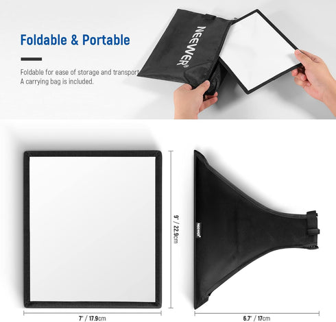 NEEWER Flash Diffuser Light Softbox 9" x 7", Universal, Collapsible with Storage Pouch Compatible with Canon Nikon Sony Godox Yongnuo NEEWER speed...