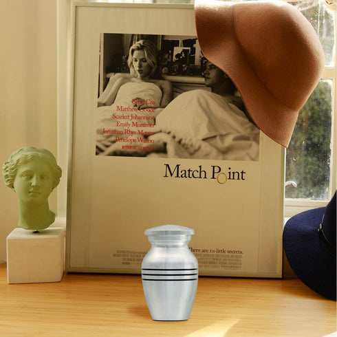 Small Keepsake Urn for Human Ashes or Pet Ashes, Qty 1, Hard Metal Cremation Mini Funeral Urn, with Velvet Bag...
