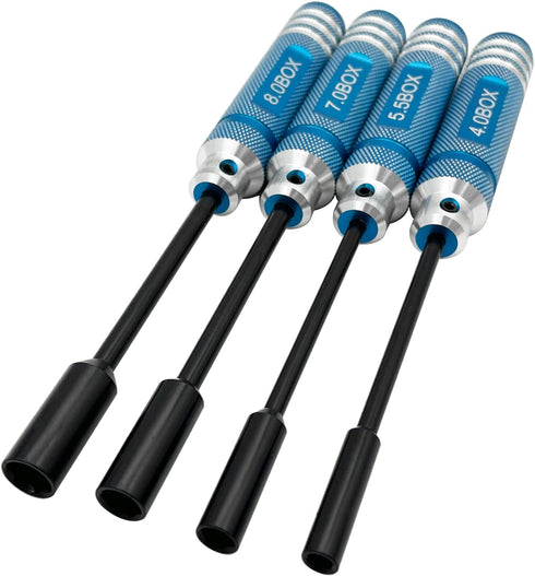 4Pcs Nut Driver Set RC Tool Set Hex Nut Driver for RC Vehicle RC Helicopters FPV Drones Cameras Appliances Repair 4mm 5.5mm 8mm 7mm Nut Driver (bl...