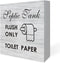 Bathroom Notice Wooden Box Sign with Saying Desk Decor 5 x 5 Inch Septic Tank Flush Only Toilet Paper Box Sign Wood Plaque Block Sign Rustic Home ...