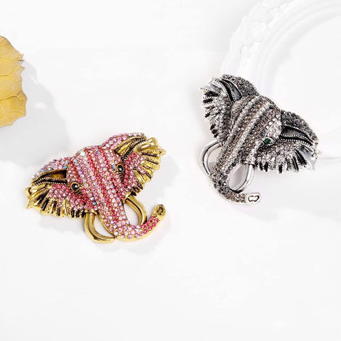 Fashion Elephant Lapel Brooch Pin for Women Girls Cubic Zirconia Rhinestone Animal Pins Clip Collar Sweater Dress Scarves Jackets Backpacks Clothe...