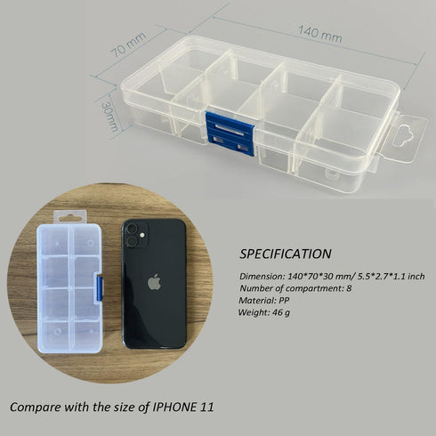 4 Pack 8 Grids Plastic Bead Organizer Box/Clear Crafts Thread Storage Containers with Removable Dividers (Free Letter Stickers)...