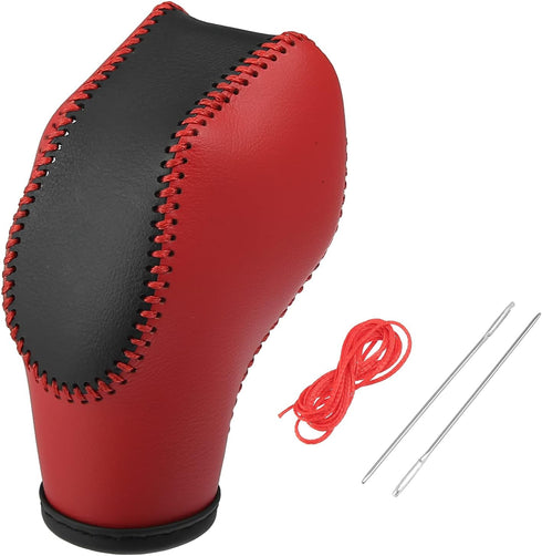 X AUTOHAUX 1set Car Faux Leather Gear Shift Knob Cover for Ford Focus Escape Fusion Fiesta Transit Van Black Red...