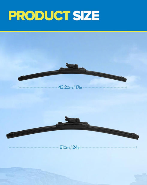 PHILTOP Front Windshield Wiper Blades 24"+17" Replacement for Equinox Terrain 2010 2011 2012 2013 2014 2015 2016 2017...