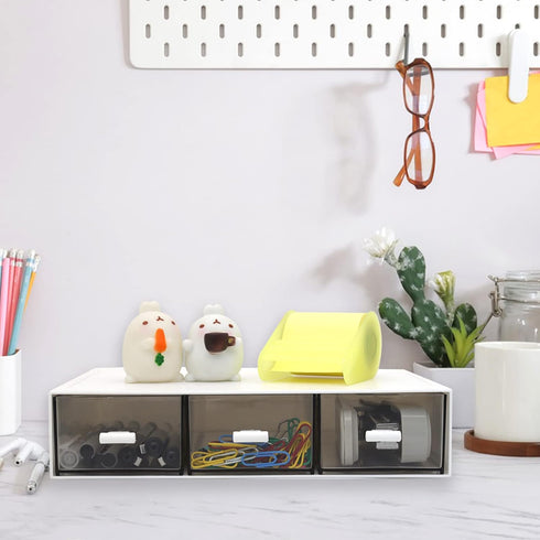 Desk Organizer Drawers-Stackable Desk Drawer Organizer, Plastic Storage Drawers Desktop Storage Great for Office Organization School Home - 3 Draw...