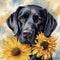 Sunflower Black Labrador 11ct Counted Cross Stitch Kits Color Printed Stamped Cross-Stitch Supplies Needlework Printed Embroidery Kits DIY Kits Ne...