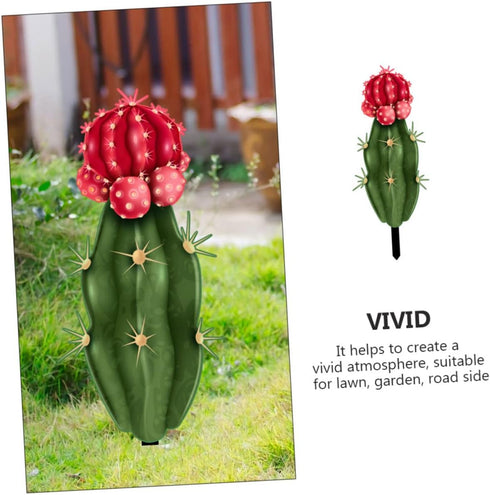 Decorative Garden Inserts Metal Cactus Stake Easter Yard Sign Lawn Ornaments Cactus Yard Art Plant Pick Yard Ornament Plants for Outside Lawn Deco...