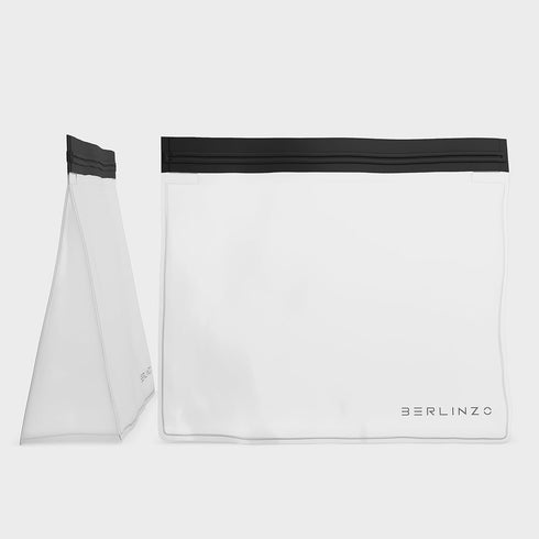 BERLINZO Reusable Ice Storage Bag - Freezer Safe Leak Proof Silicone and Plastic-Free Lunch Bag for Ice and Food Storage - BPA-Free - 2 Pack...