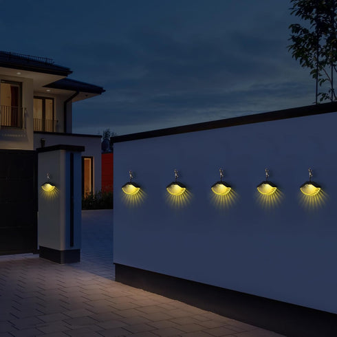 Solar Wall Lights,2 Lighting Modes Solar Fence Lights,Warm White & Color Glow LED Lights, Solar Lights for Garden,Patio,Deck Railing,Pool and Wall...