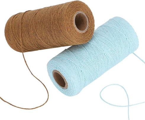 Pure Cotton Yarn, 2 Rolls 8/4 Warp Thread Knit Yarn 250m Tensile Resistant Weaving Loom Cotton Thread for Knit Carpets, Ribbons, Carpets, Blankets...