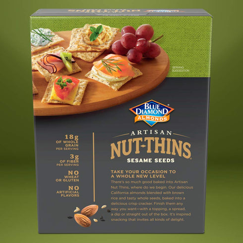 Blue Diamond Artisan Almond Nut Thins, Sesame Seed, 4.25 Oz...