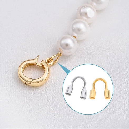 1 Box 1200Pcs Wire Guardians Thread Protector Wire Guard Brass U Shape Protective Tube Silver Gold Wire Guardian Loops for Earring Bracelet Neckla...