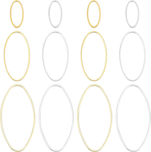 OLYCRAFT 240pcs Open Bezel Pendant Charm Hollow Frame Pendant Blanks Oval Earring Charms Oval Brass Rings Open Bezel for Earrings Making DIY Jewel...
