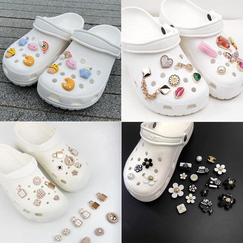 100pcs Plastic Button Black Buckle Charm Backs DIY Shoe Charm Accessories for Flat Shoe and Wristband Charms Back Ornaments 10 * 12mm Black Round ...