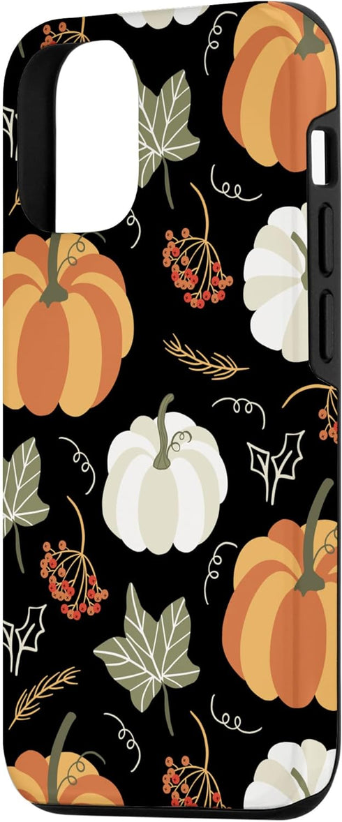 iPhone 12/12 Pro Autumn falling leaves and pumpkin spice harvest happy fall Case...