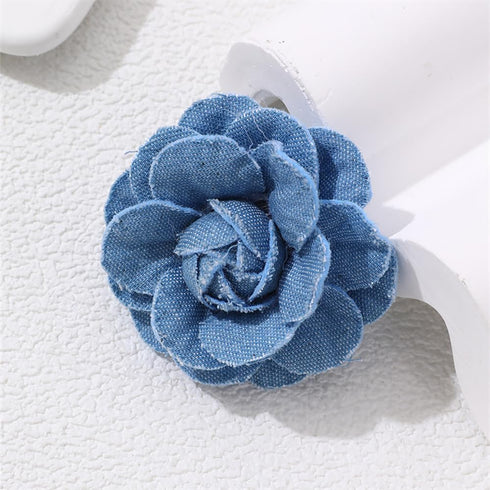 Fashion Denim Camellia Flower Lapel Brooch Pin for Women Girls Fabric Floral Bouquet Corsage Pins Clip Sweater Coat Dress Suit Backpack Brooches P...