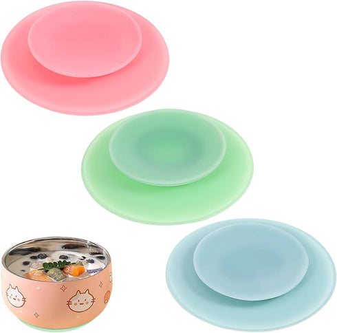 Silicone Tableware Sucker 3pcs Double Sided Suction Cups Plates Silicone Utensil Rest Plate Suction Pad Suction Cup Plates Tableware Sucker Plate ...