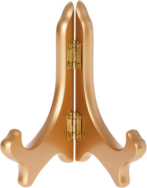 Bard's Hinged Gold-toned MDF Wood Plate Stand, 5" H x 5.75" W x 3.75" D (For 5" - 7.5" Plates)...
