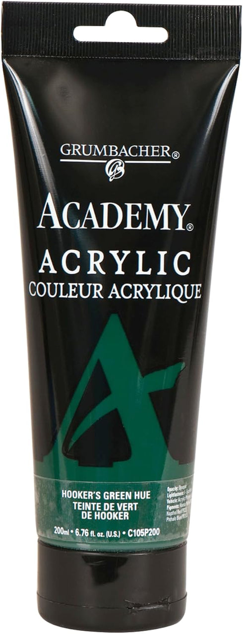 Grumbacher Academy Acrylic Paint, Gloss, 200ml/6.8 oz. Plastic Tube, Hooker's Green Hue (C105P200)...