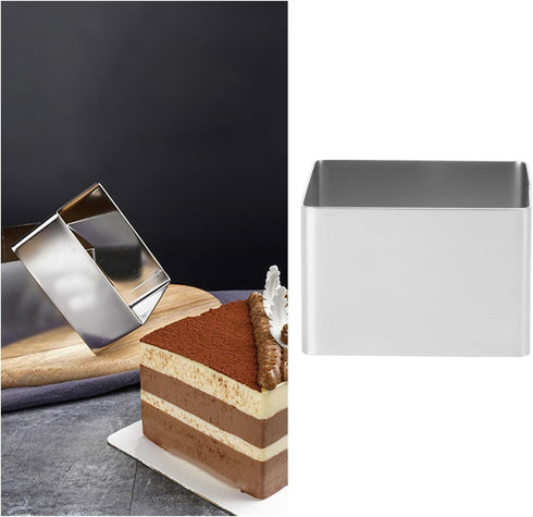 UPKOCH 4" Square Mousse Mold, Stainless Steel Cake Ring for Tiramisu Cheesecake Dessert, Precision Cut Multi-Use Baking Tool, Dishwasher-Safe...