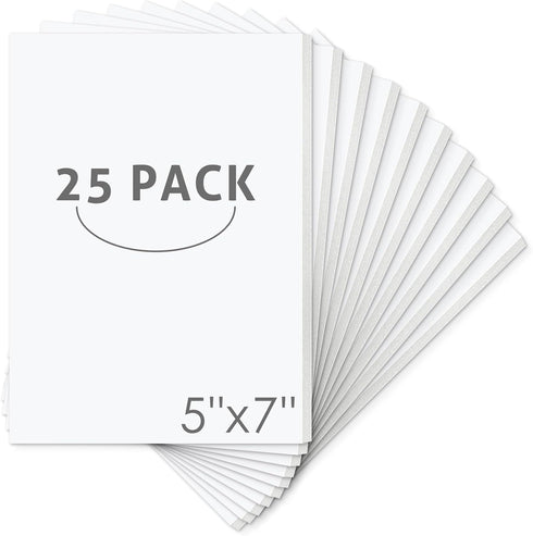 Mat Board Center, Pack of 25 Foam Core Backing Boards 1/8" (5x7, White)...