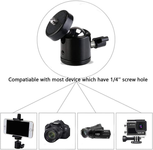 Universal 1/4" Swivel Mini Ball Head Screw Tripod Mount with Hot Shoe?2 Pack?, Eszkozta 360 Degree Rotating Mount Base Adapter for DSLR Cameras HT...