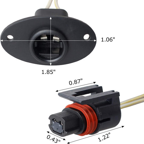 HERCOO License Plate Light Wiring Harness Assembly Rear Lamp Socket Pigtail Compatible with 1994 to 2002 Dodge Ram 1500 2500 3500 Pickup Truck, Pa...