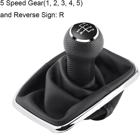 Qiilu 5 Speed Car Gear Shift Knob Gearstick Gaiter Boot Manual Shift Boot Kit for Golf4/Jetta/ 1999-2004...