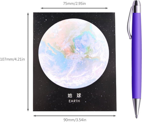 GTHER Planet Sticky Note, Moon Earth Sticky Notes Cute Fun Cool Circle Self-Adhesive Note Self-Stick Memo Pad Notes for College Classroom Office N...