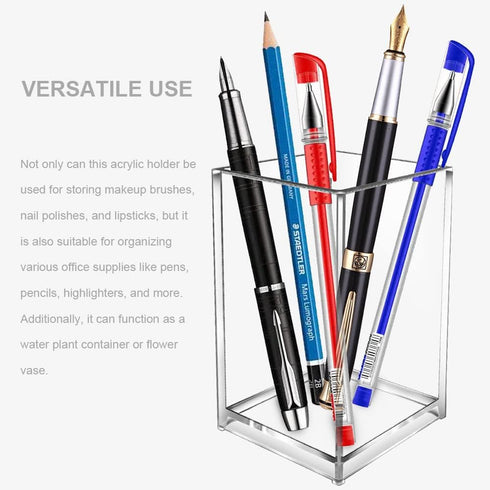 Makeup Brush Holder Organizer Clear Acrylic Pencil Pen Holder Cup Desk Accessories Holder for Office School Home Supplies (STYLE-A)...