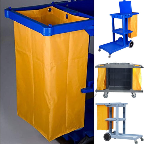 Replacement Janitorial Cart Bag-16 x 11 x 27inches, High Capacity Waterproof Thickened Housekeeping Commercial Janitorial Cleaning Cart Bag with 6...