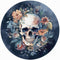 Generic Round Blue Floral Skull 11ct Counted Cross Stitch Kits Color Printed Stamped Cross-Stitch Supplies Needlework Printed Embroidery Kits DIY ...