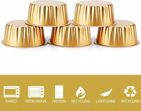 EUSOAR Dessert Cups Aluminum Foil, 25pcs 5oz Disposable Creme Brulee Baking Cups Ramekins, 5 Colors Mixed Cupcake Liners Containers Wrappers, Mini...