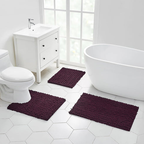 Walensee Bathroom Rug Non Slip Bath Mat (36x24 Inch Plum Purple) Water Absorbent Super Soft Shaggy Chenille Machine Washable Dry Extra Thick Large...